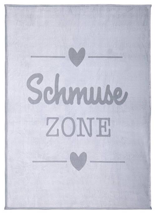 Kuscheldecke Sophia Grau 130x170 cm Schriftzug - Grau, MODERN, Textil (130/170cm) - Luca Bessoni