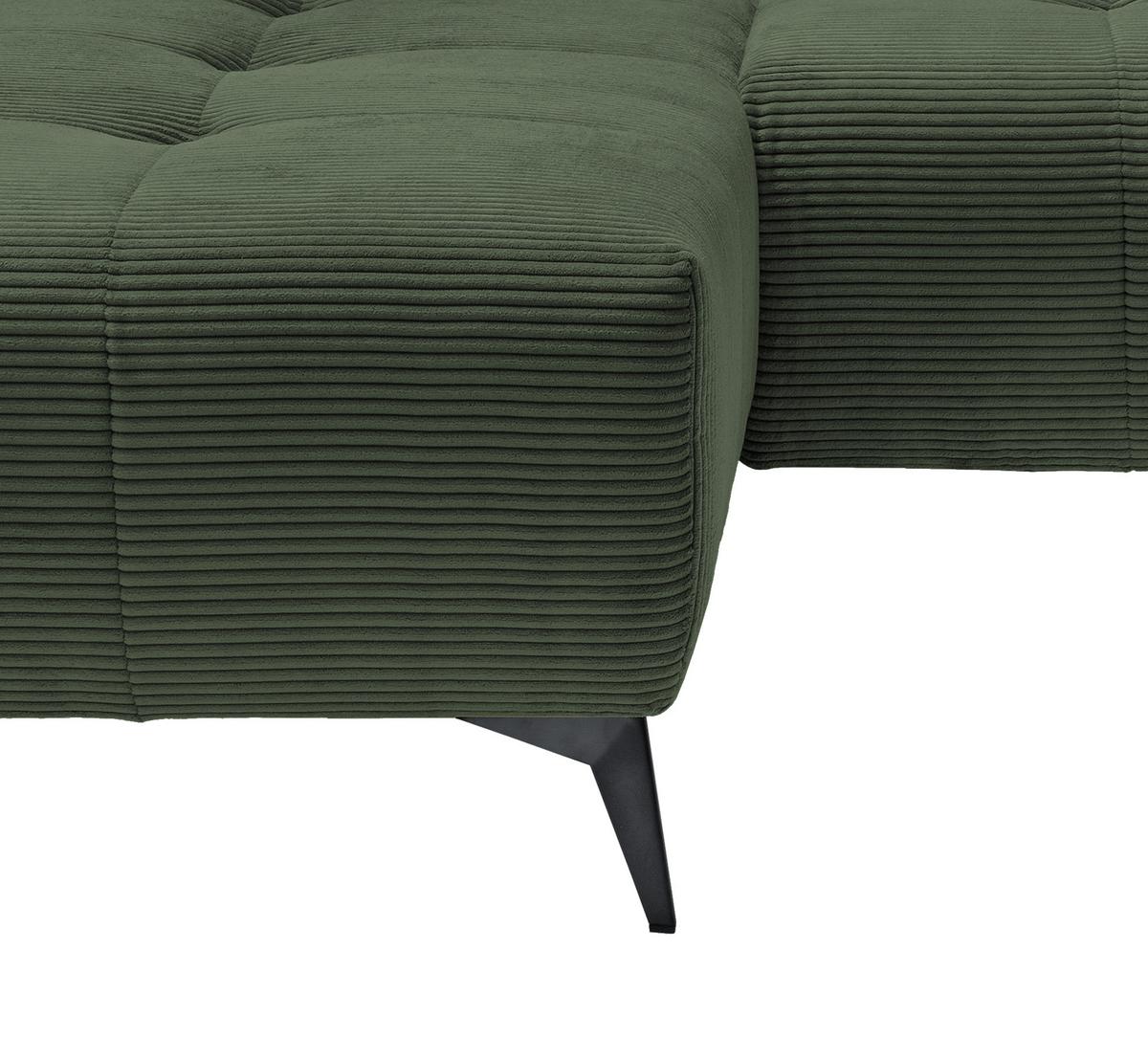 Ecksofa mit USB Anschluss Sano, Dunkelgrün,s: 180x258 cm - Dunkelgrün/Schwarz, MODERN, Textil (180/258cm) - Livetastic