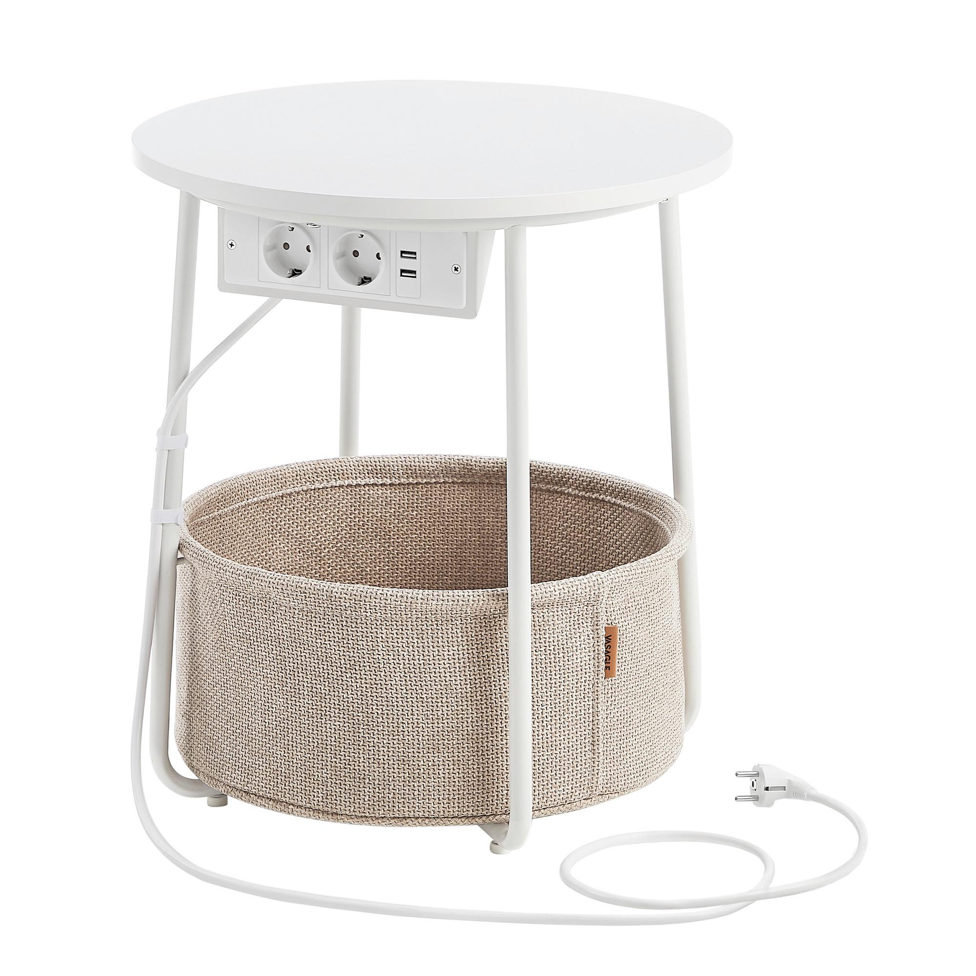 ODKLÁDACÍ STOLEK BÍLÁ/BÉŽOVÁ - bílá/černá, Trend, kov/kompozitní dřevo (45/50/45cm) - MID.YOU