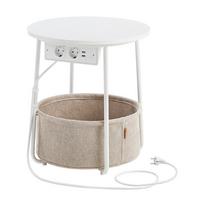 Beistelltisch Weiß, Beige D: 45 Cm - Beige/Schwarz, Trend, Holzwerkstoff/Textil (45/50/45cm) - MID.YOU