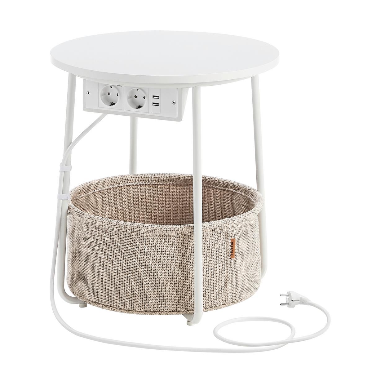 Beistelltisch Weiß, Beige D: 45 Cm - Beige/Schwarz, Trend, Holzwerkstoff/Textil (45/50/45cm) - MID.YOU