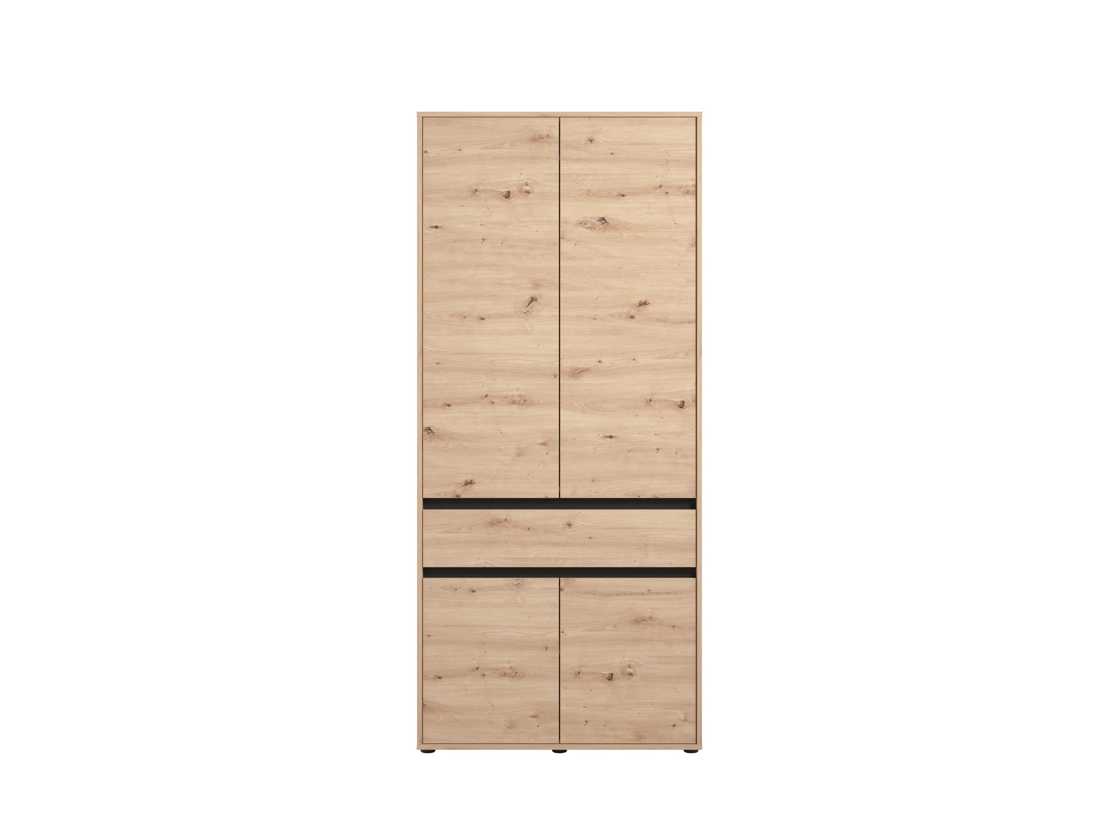Nyílóajtós Szekrény Corbett 93/210 Cm - fekete/Artisan tölgy, Basics, faalapú anyag (93/210.5/54cm)