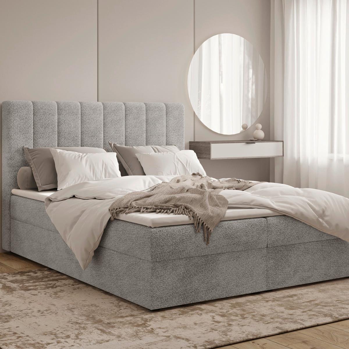 Boxbett Paris Lf: 140x200 Grau - Schwarz/Grau, MODERN, Holz/Kunststoff (140/200cm) - MID.YOU