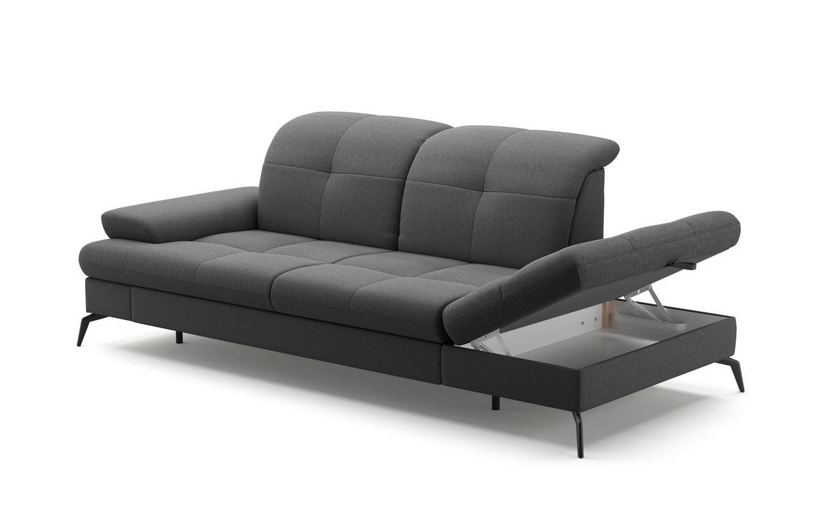 Récamiere Amica E, Dunkelgrau B: 231 cm - Dunkelgrau/Schwarz, KONVENTIONELL, Textil (231/90/122cm) - Sit & More