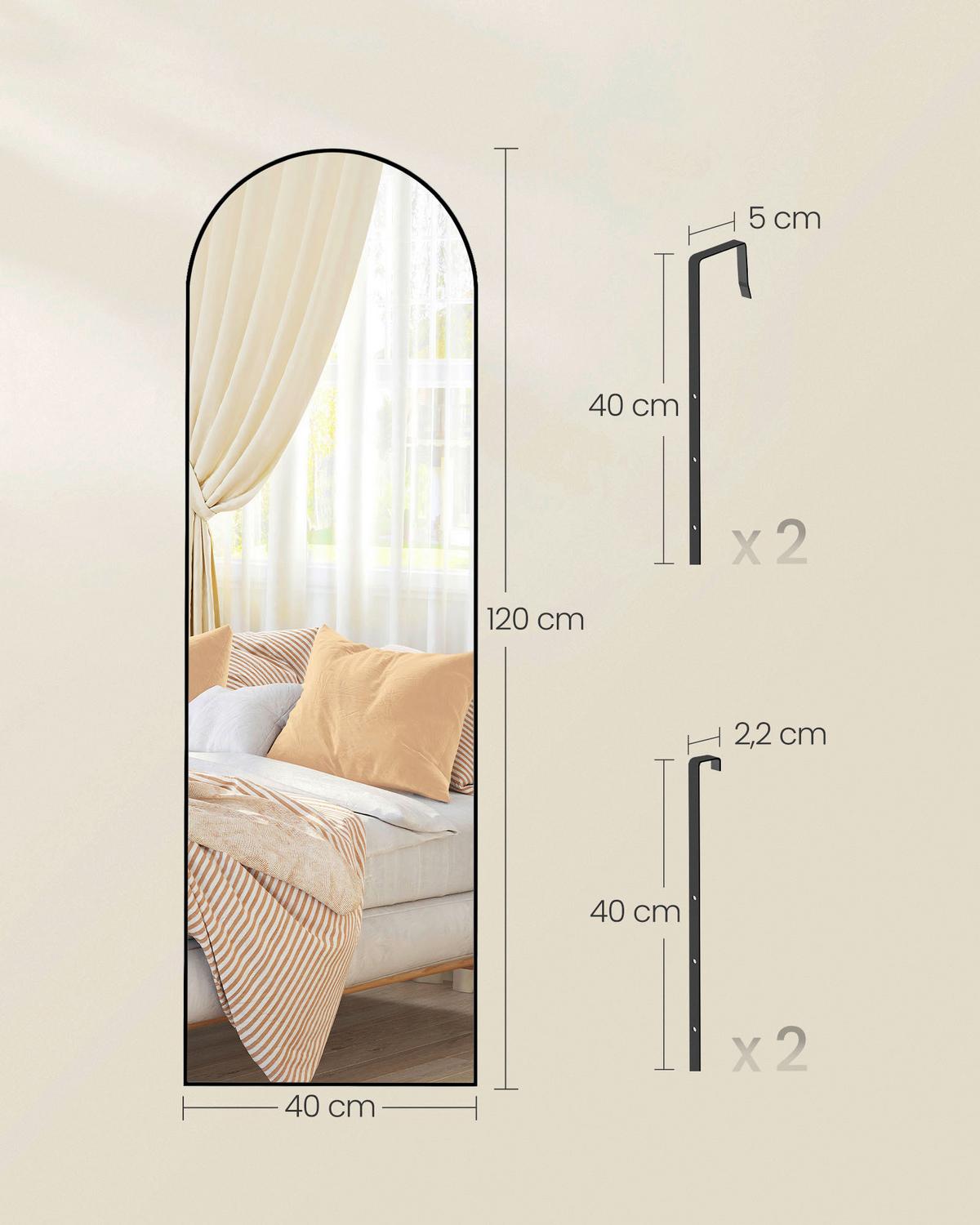 Wandspiegel Schwarz B: 40 cm - Schwarz, Basics, Glas/Metall (40/120/1,3cm)