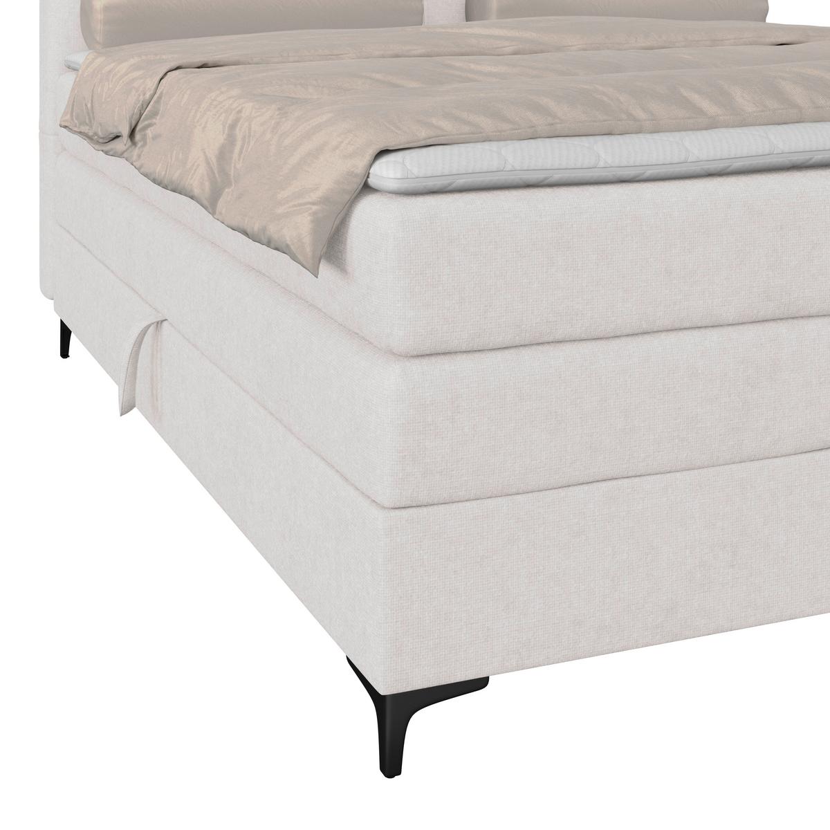 Boxspringbett MITTO Champagner 200x200 cm - Champagner/Schwarz, KONVENTIONELL, Textil/Metall (200/200cm)