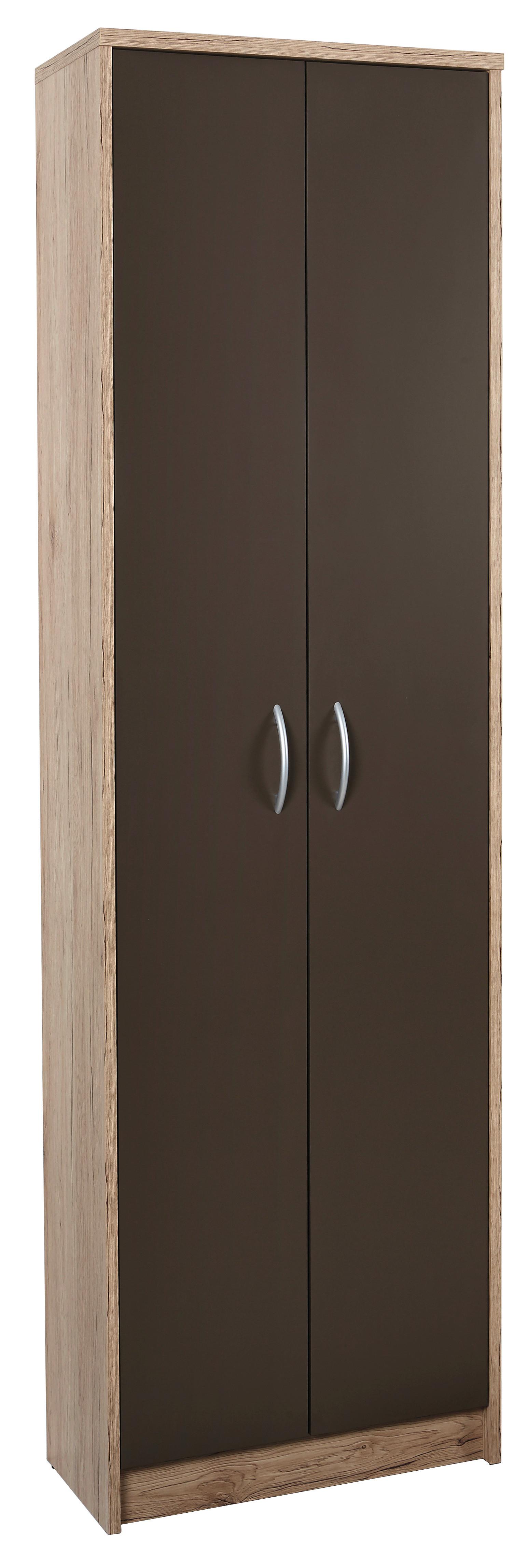 Drehtürenschrank 55 cm San Remo Hell/ Moorbraun Dekor - Eichefarben/Braun, KONVENTIONELL, Holzwerkstoff (55/190/26cm)