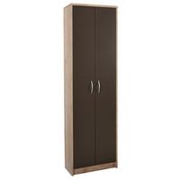 Úzká 2dveřová skříň Iza, hnědá/dub - barvy dubu/barvy stříbra, Konvenční, kompozitní dřevo/plast (55/190/26cm)