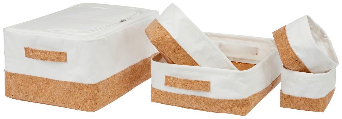 Korbset Timothy - Naturfarben/Weiß, ROMANTIK / LANDHAUS, Holz/Textil - James Wood