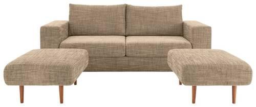 2-sitzer-sofa Looks V-2 Mit Hockern Braun/beige - Eichefarben/Beige, Design, Textil (172/96/107cm) - LOOKS by W.Joop