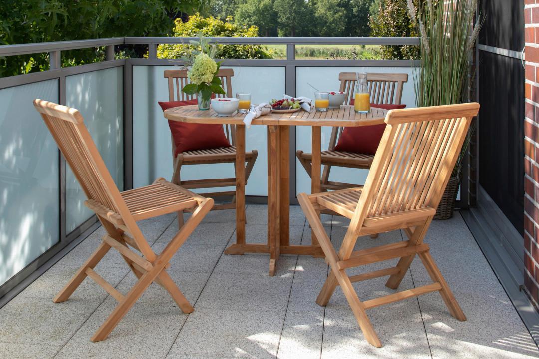 Gartentisch Klappbar Woodie Teakholz L: 120cm - Basics, Holz (120/60/75cm) - Gardenson