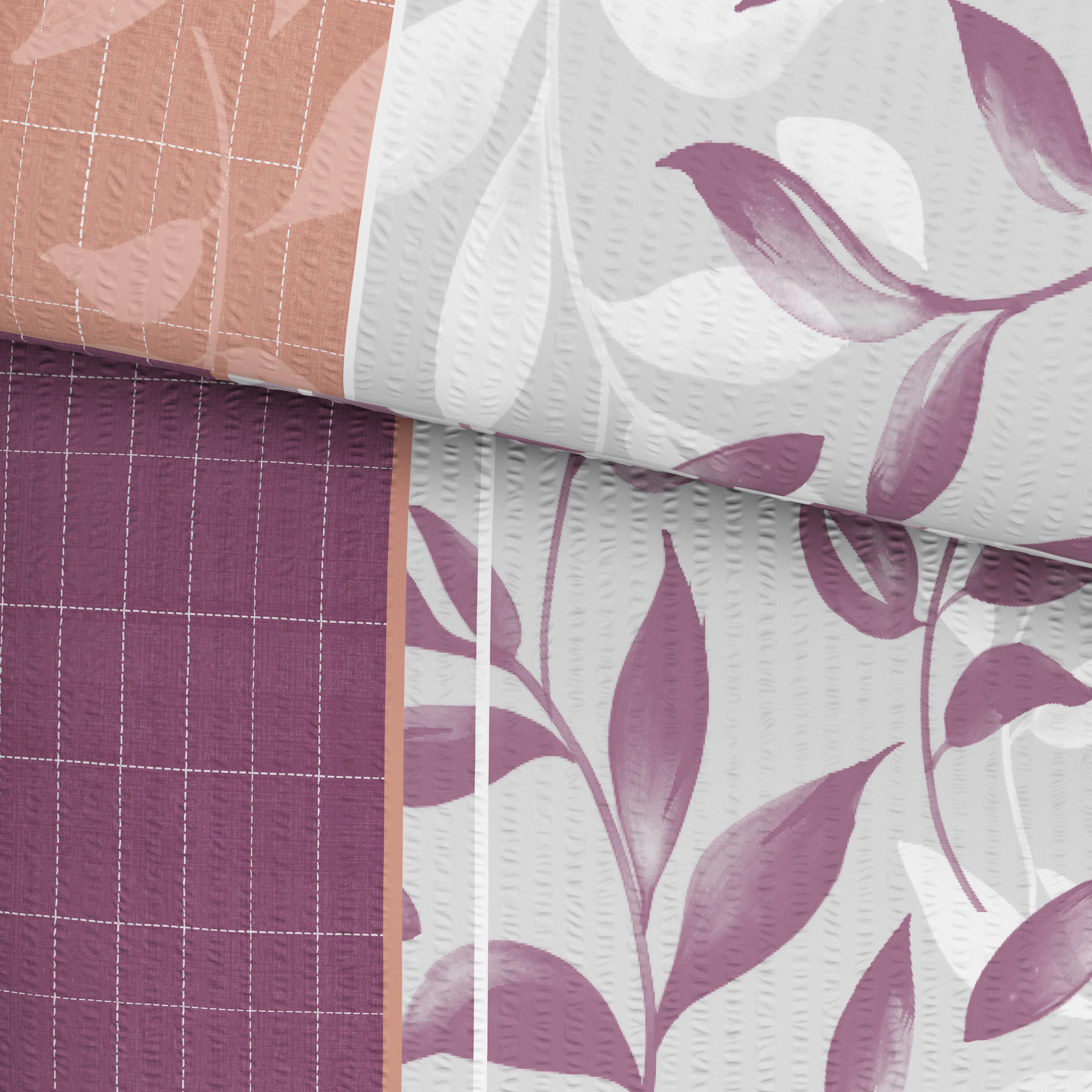 Seersucker Bettwäsche 140x200 cm Alexa Beere Blätter - Beere, MODERN, Textil (140/200cm) - Luca Bessoni