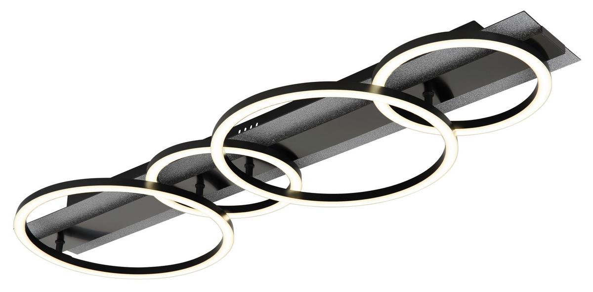 LED-Deckenleuchte 4000k., 55w - Silberfarben/Schwarzchrom, Design, Kunststoff/Metall (86,2/30/8,8cm) - Globo