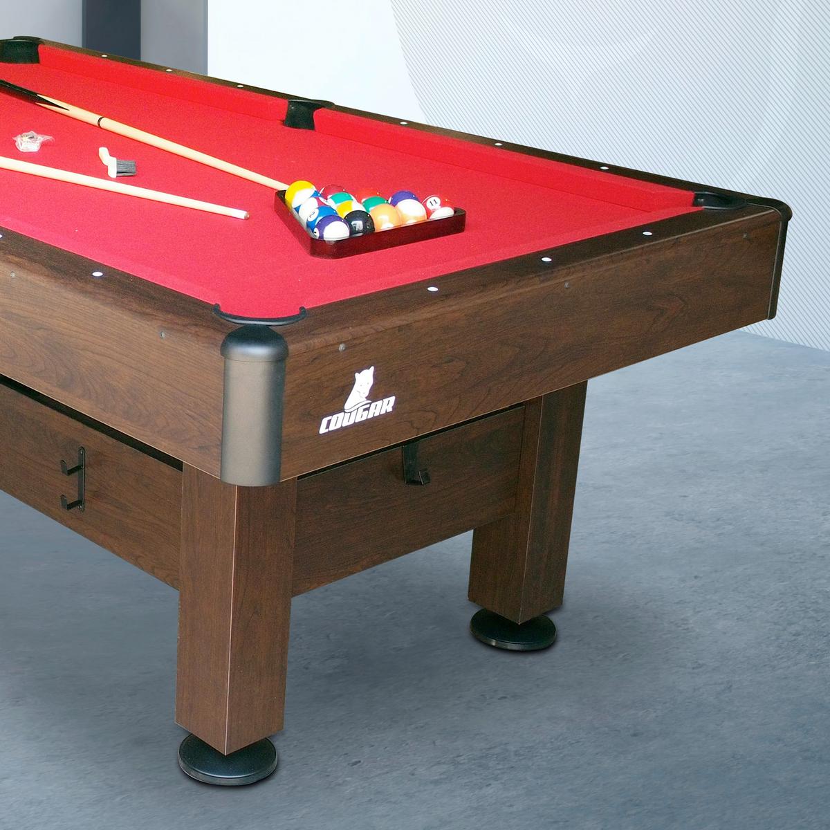 Billardtisch Saphir L: 125 cm Braun/Rot verstellbare Füße - Rot/Braun, Basics, Holz/Kunststoff (125/79/225cm) - Ambia Garden