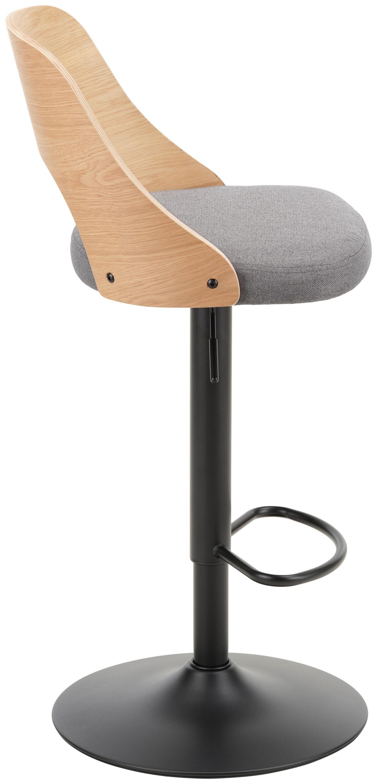 Barová židle LUCY - barvy dubu/černá, Design, kov/dřevo (47/113/51cm) - Mömax