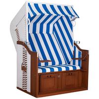 Strandkorb Ostsee Fehmarn Blau, Weiß - Blau/Weiß, Basics, Holz/Kunststoff (124/159/87cm) - Gardenson
