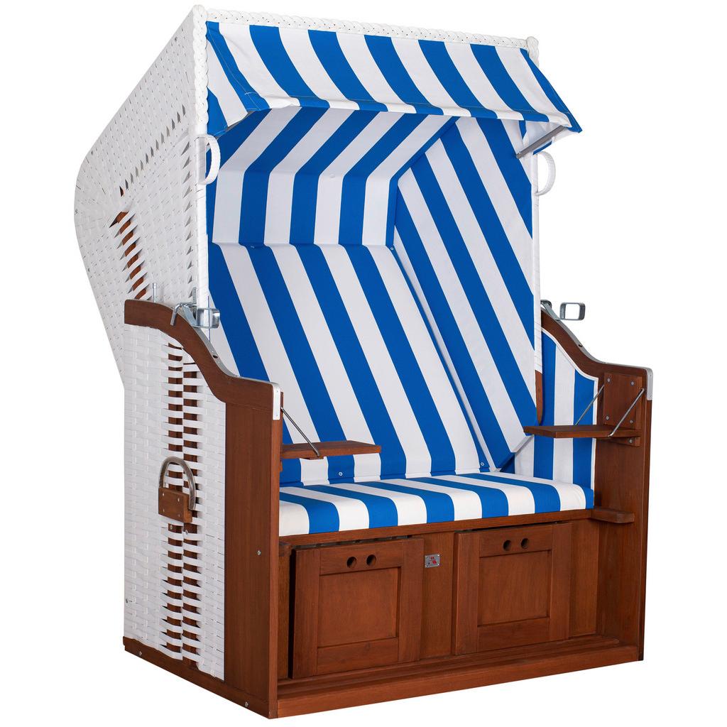 Strandkorb Ostsee Fehmarn Blau, Weiß