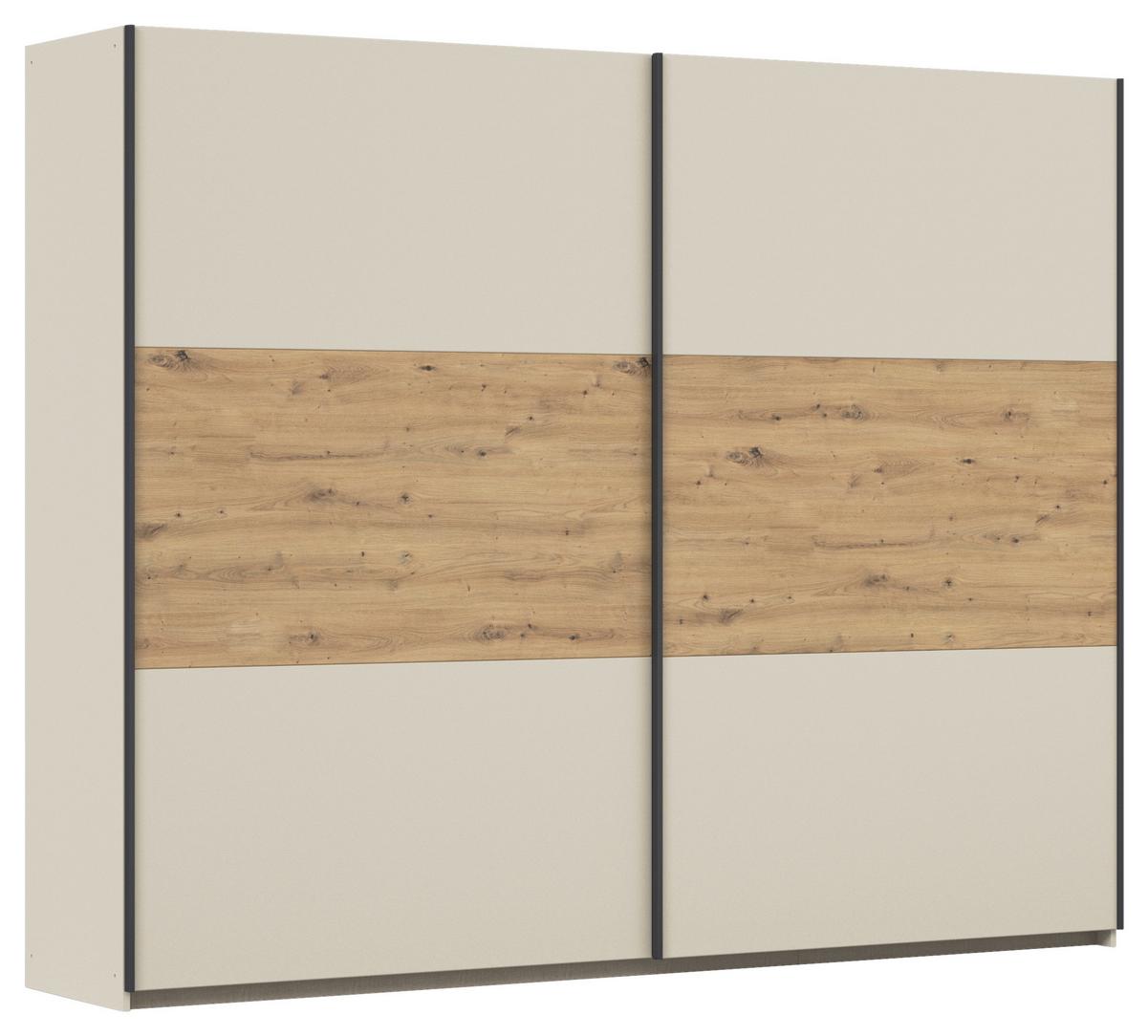 Schwebetürenschrank Neo Champagner Eiche Artisan Dekor - Champagner/Eiche Artisan, MODERN, Holzwerkstoff (261/210/59cm) - Rauch Möbel
