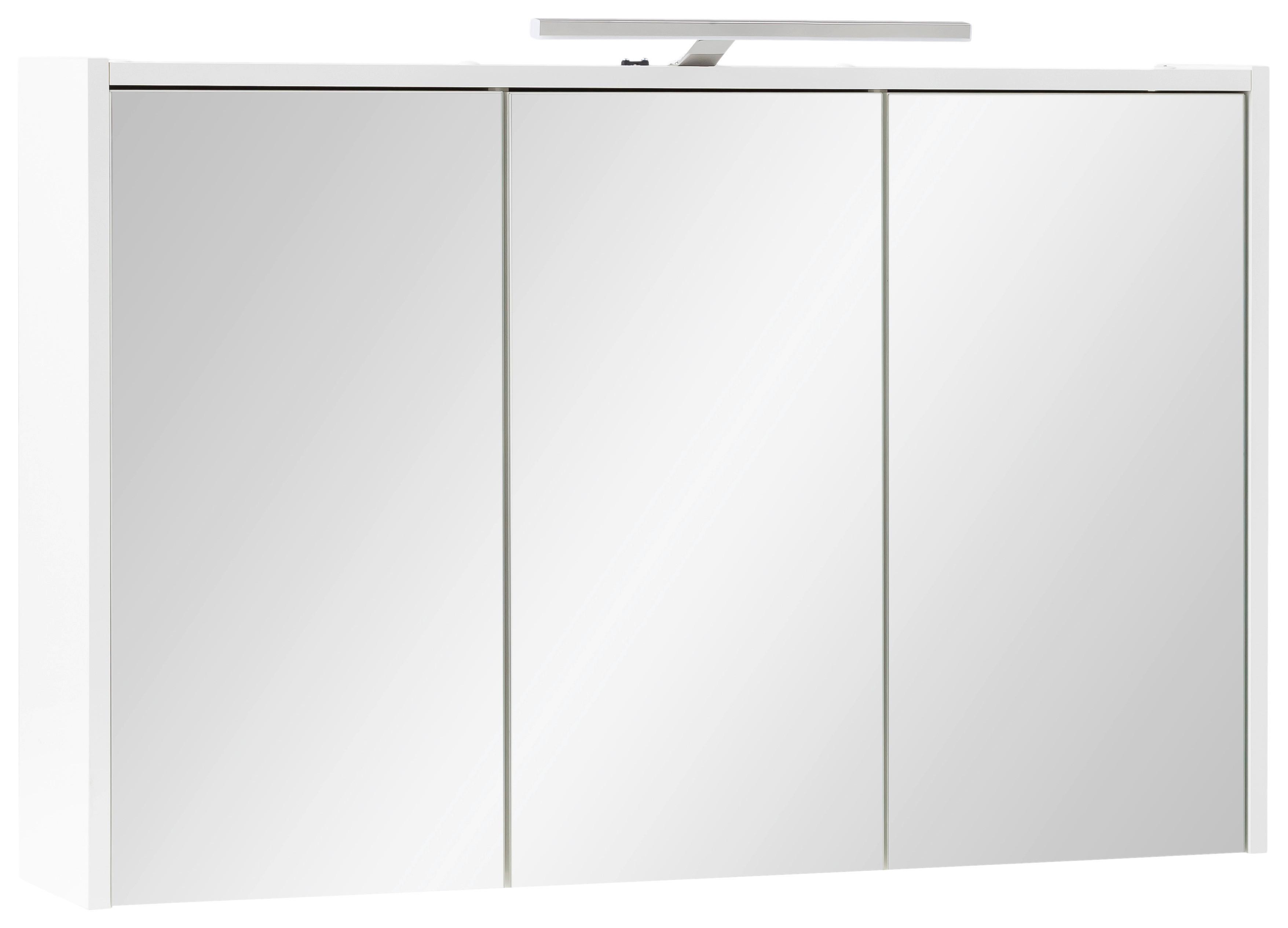 Spiegelschrank Flag mit Led 3 Türen, Weiß - Weiß Hochglanz/Weiß, MODERN, Glas/Holzwerkstoff (93,5/60/16cm) - MID.YOU