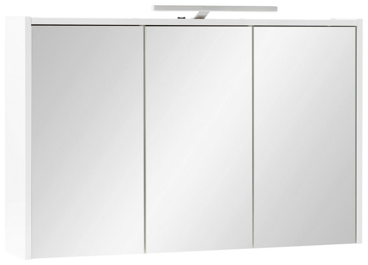 Spiegelschrank Flag Mit Led 3 Türen, Weiß - Weiß Hochglanz/Weiß, MODERN, Glas/Holzwerkstoff (93,5/60/16cm) - MID.YOU