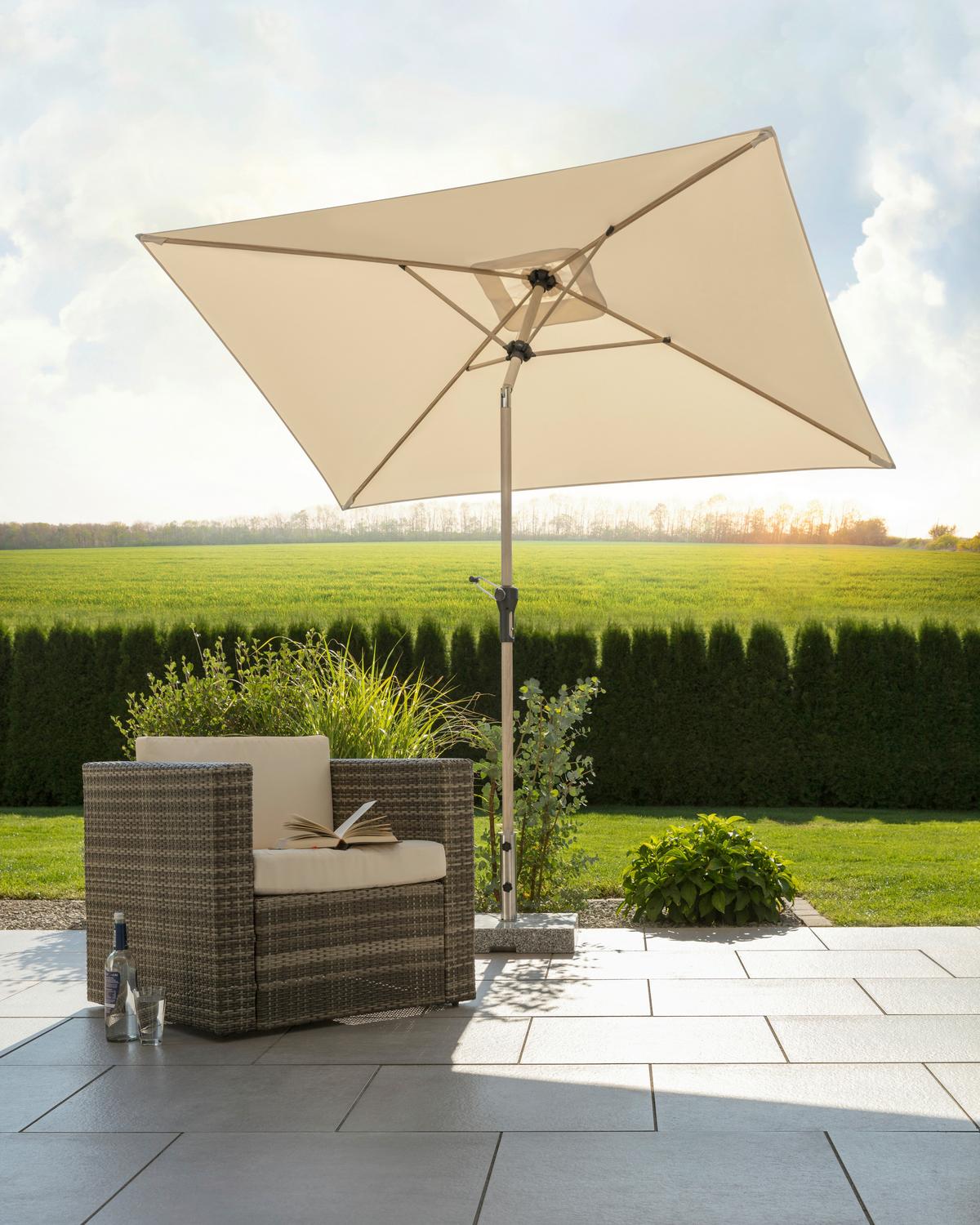 Sonnenschirm Cordoba BxHxT: 150x231x230 cm Naturfarben - Eichefarben/Naturfarben, Basics, Textil/Metall (150/231/230cm) - Schneider