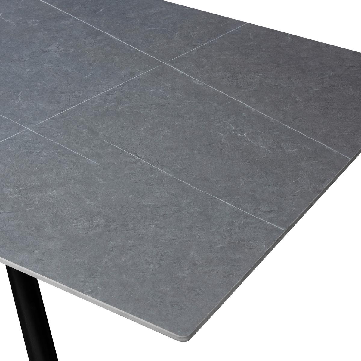 Esstisch Lior Keramik Grau, B: 180 Cm - Schwarz/Grau, KONVENTIONELL, Keramik/Metall (180/90/76cm) - MID.YOU