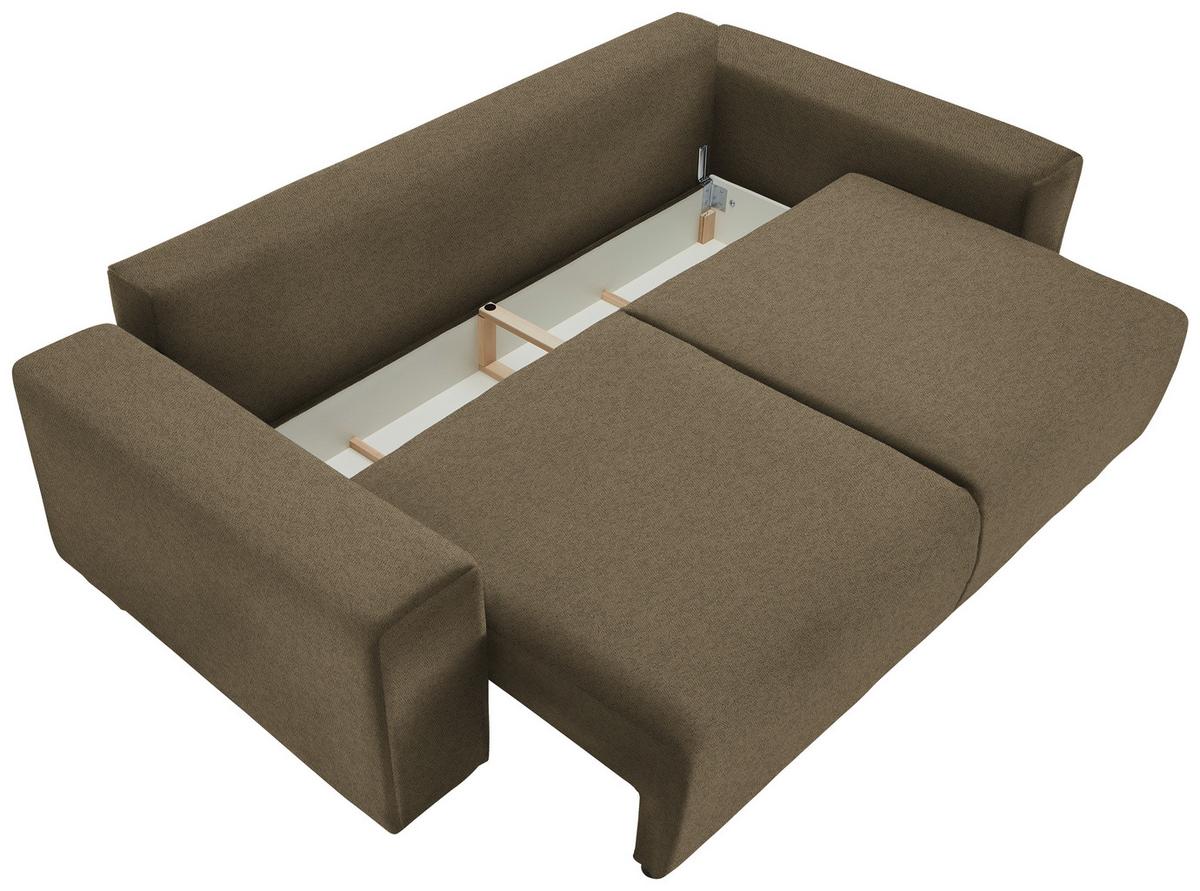 Schlafsofa Vouge Grün Bettkasten, B: 255 Cm - Buchefarben/Schwarz, KONVENTIONELL, Textil (255/86/123cm) - Livetastic