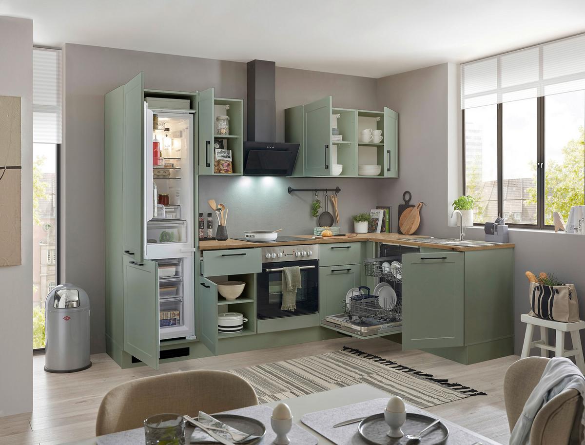 Eckküche Marseille Grün/eiche Dekor S: 280x175 Cm - Eiche Artisan/Grün, Design, Holzwerkstoff (280/175cm) - MID.YOU