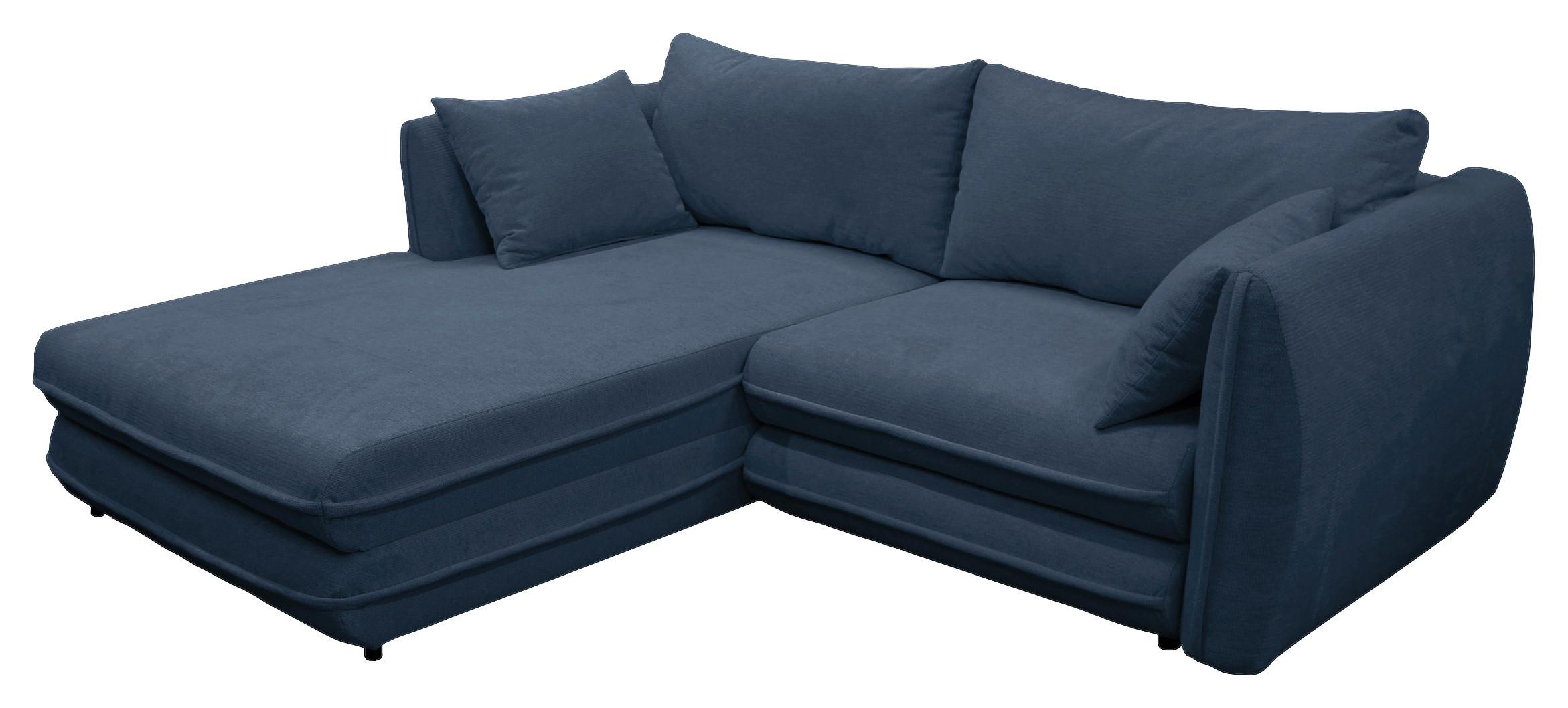 Ecksofa Vivaldi Dunkelblau S:201x240cm - Schwarz/Dunkelblau, Design, Textil (201/240cm) - MID.YOU