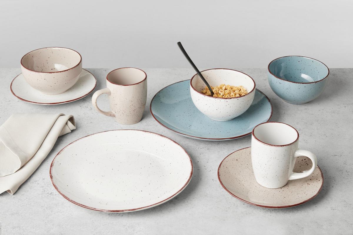 Kombinovaný servis Kelly, 24-dielny - hnedá/modrá, Modern, keramika - Modern Living