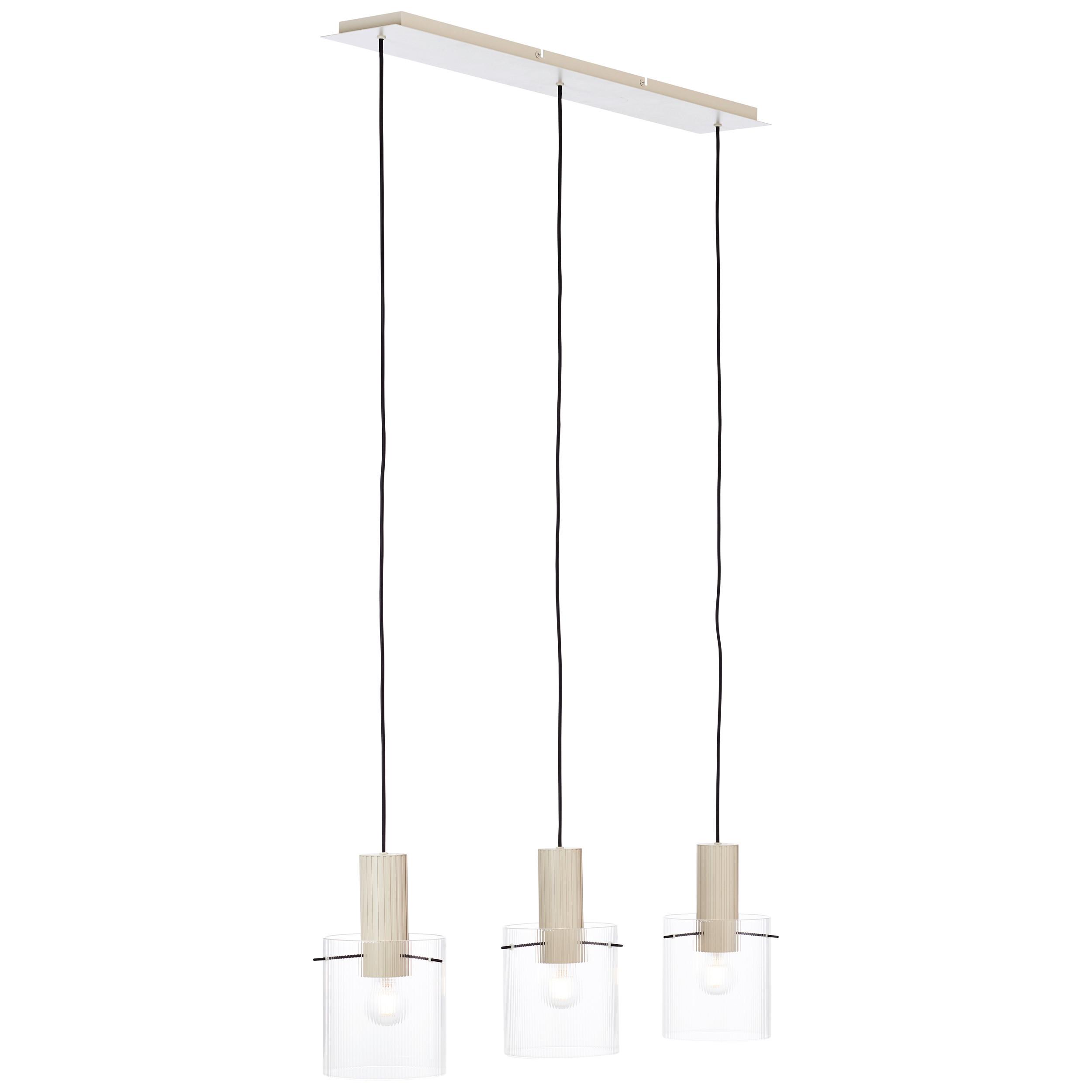 Hängeleuchte Göteborg H: 150 cm 3-Flammig - Transparent/Beige, Basics, Glas/Metall (98/18/150cm) - Brilliant