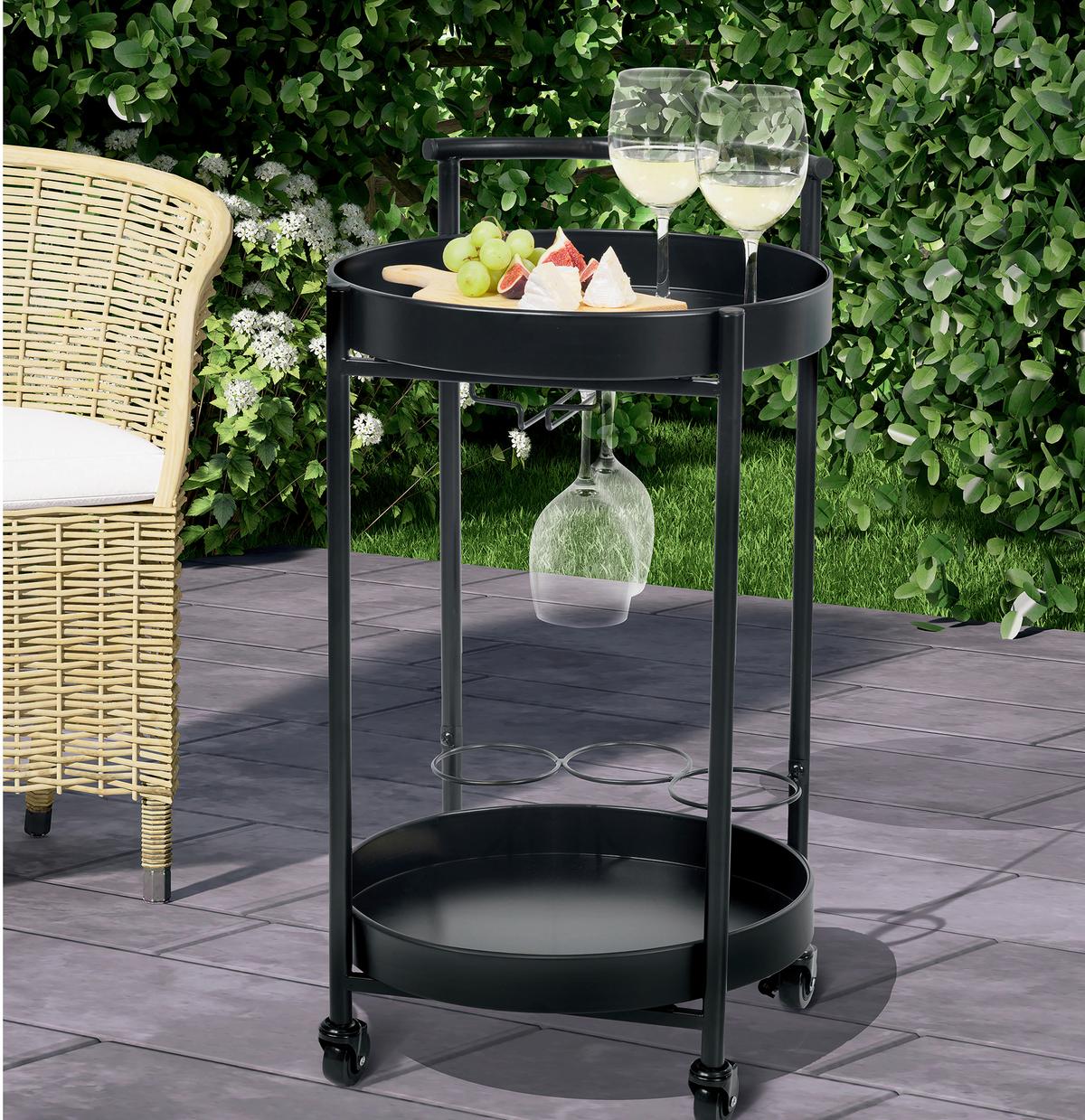 Garten-Servierwagen Servierwagen Calla - Anthrazit, LIFESTYLE, Kunststoff/Metall (40/75cm)