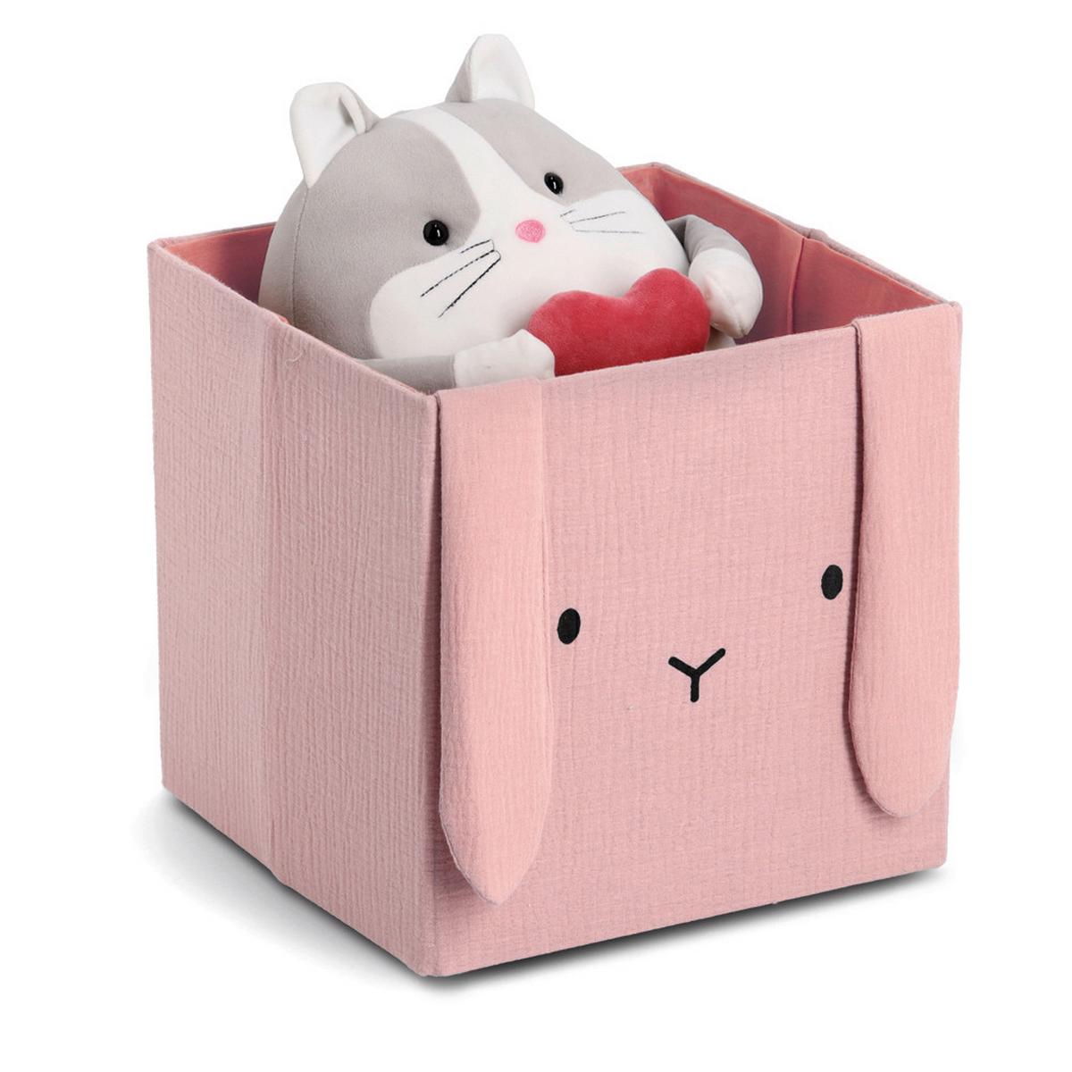 Aufbewarhungsbox 'Hase' altrosa, ca. 28x28x28 cm - Altrosa, Textil (28/28/28cm)