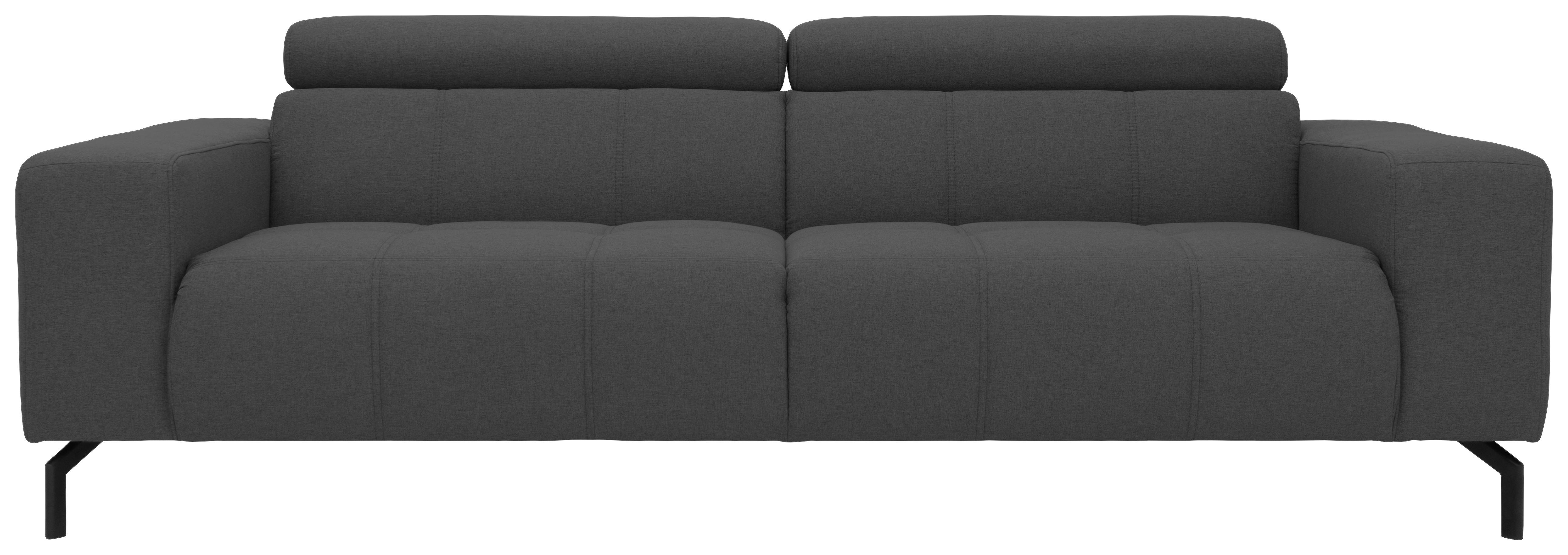 3-Sitzer-Sofa Kopfteil verstellbar Cunelli Grau - Schwarz/Grau, Design, Textil (238/79/104cm) - MID.YOU
