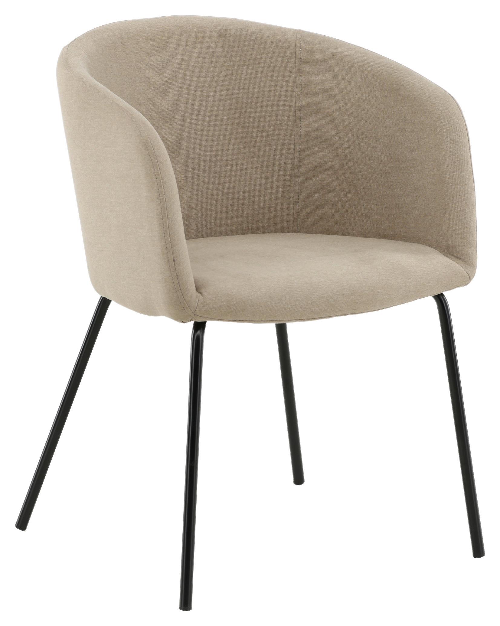 Stuhl Berit - Beige/Schwarz, Design, Holz/Kunststoff (55/78/55cm) - Livetastic