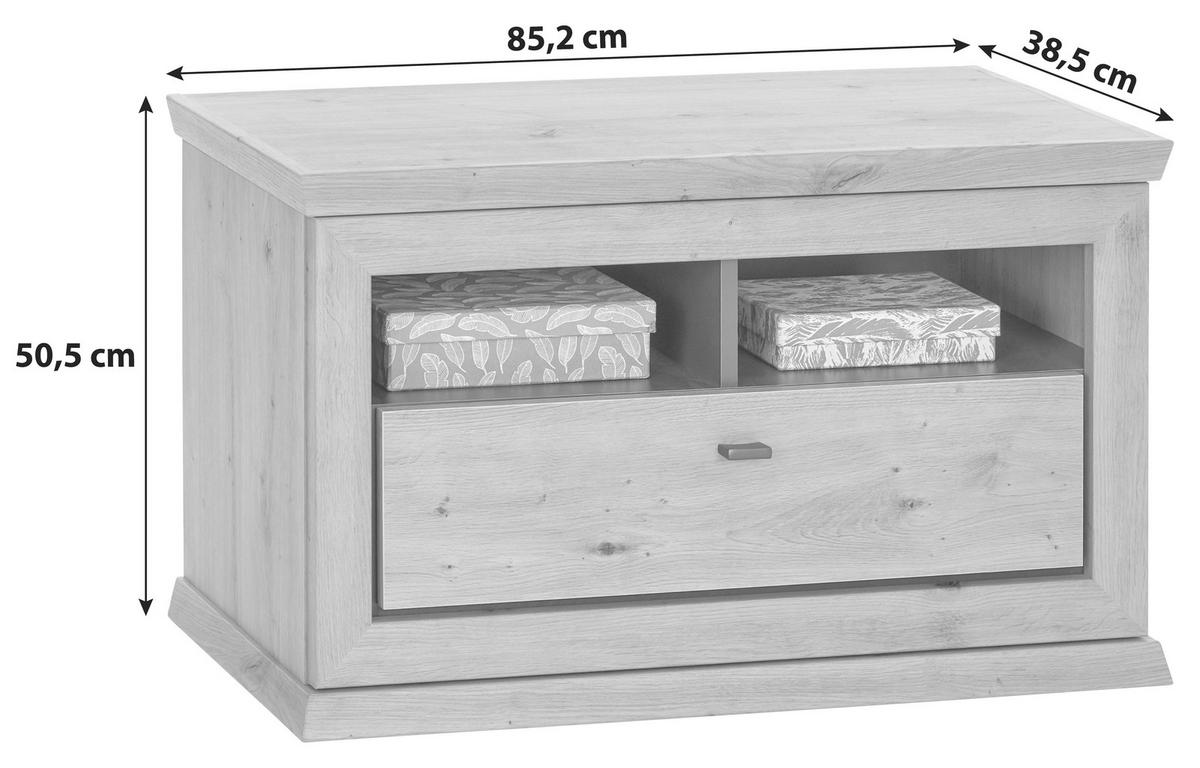 Garderobenbank Harvey B: 85,2 cm Lade + Fächer, Eiche Dekor - Eichefarben/Anthrazit, LIFESTYLE, Holzwerkstoff (85,2/50,5/38,5cm)