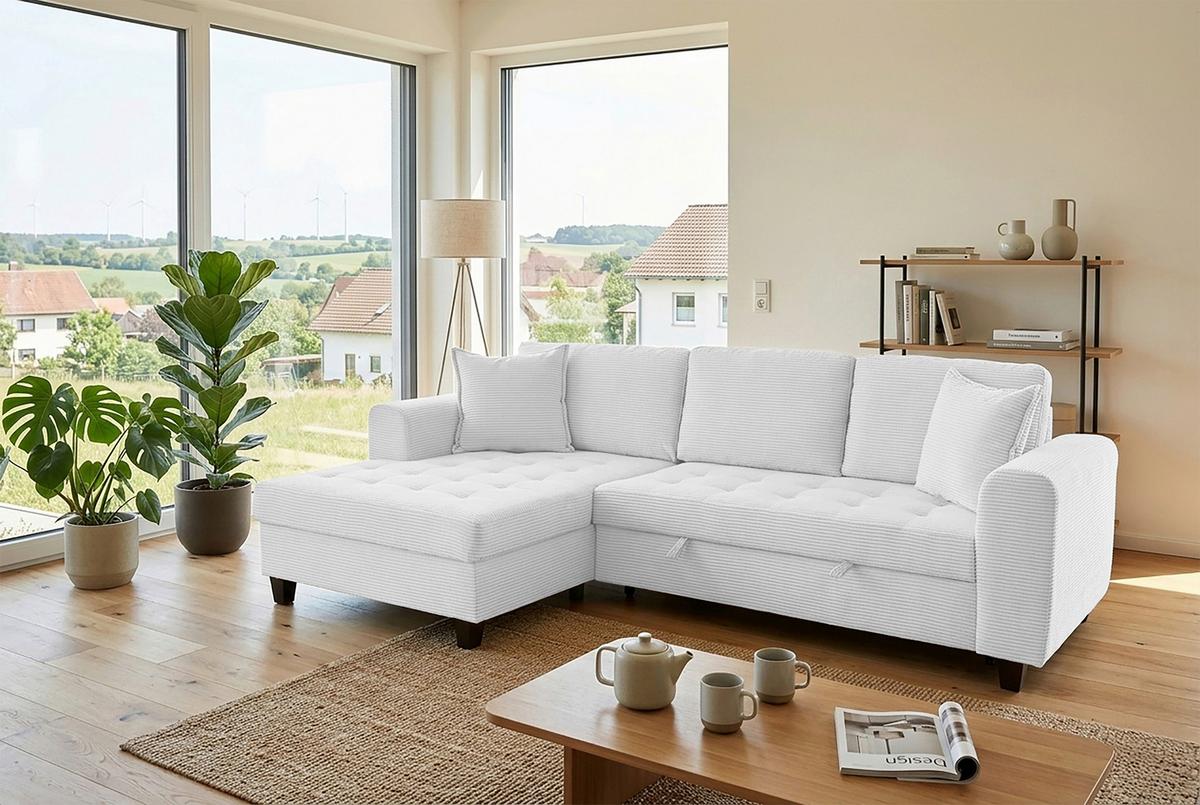 Ecksofa Moritz Silberfarben S: ca. 155x265 cm - Weiß, Trend, Textil (155/265cm)
