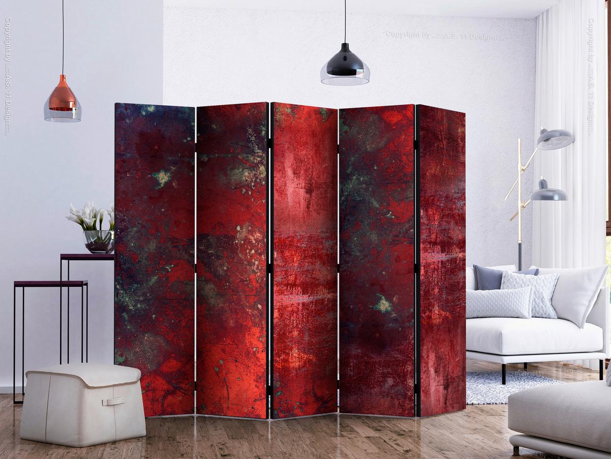 Paravent Rot Schwarz B: 225 Cm - Rot/Schwarz, Basics, Holz/Textil (225/172/3cm) - artgeist