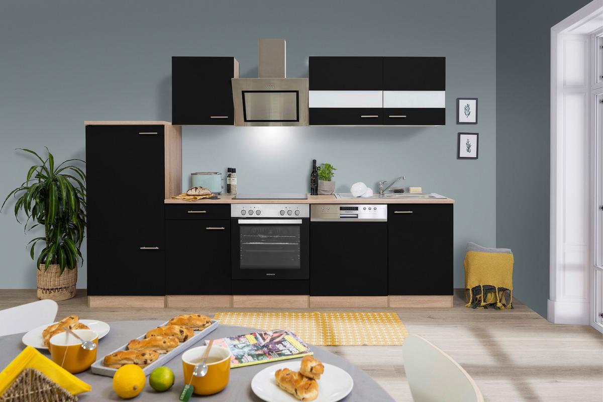 Küchenblock Merle Küchenblock 280 cm - Eichefarben/Schwarz, Basics, Holzwerkstoff (280cm) - Respekta