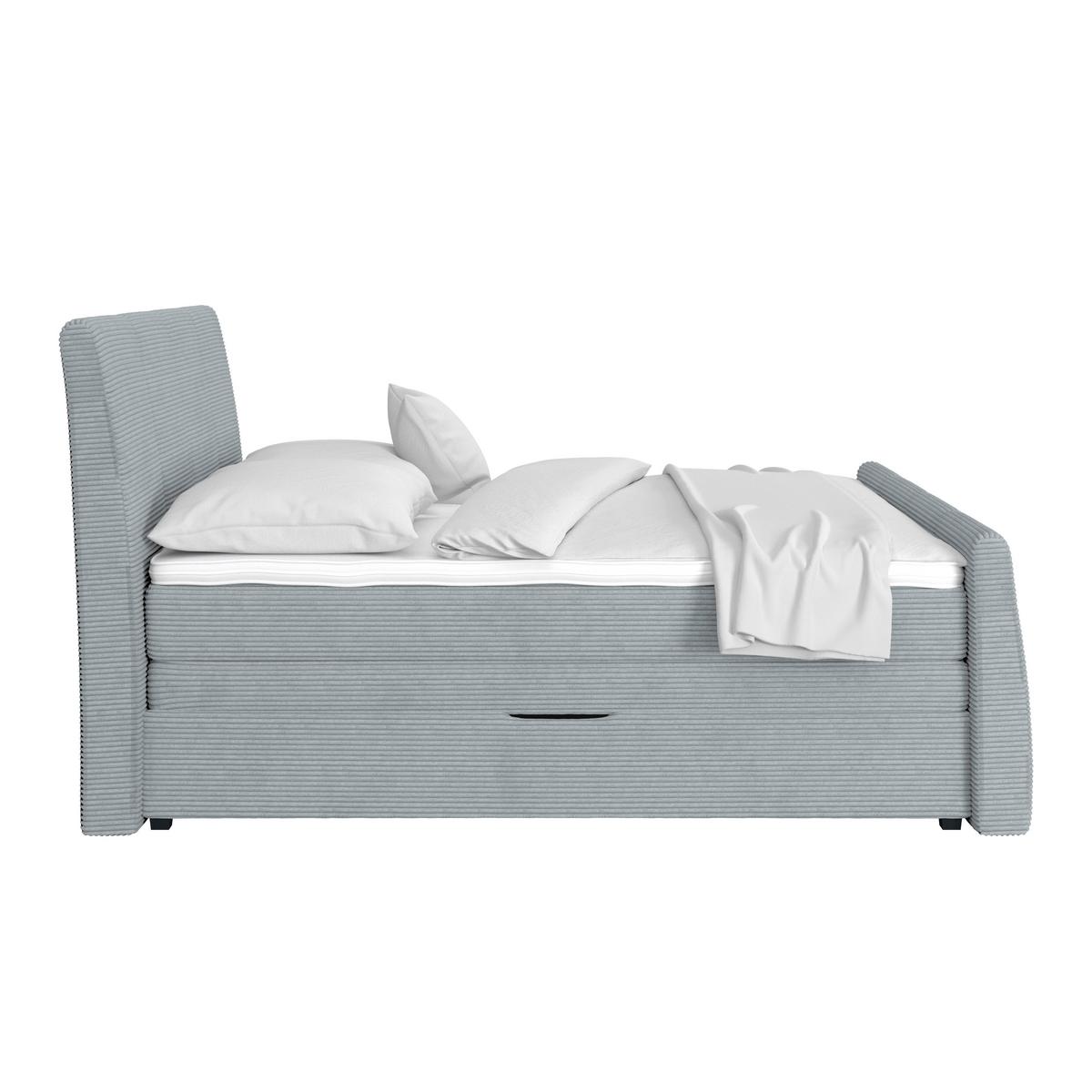 Boxspringbett Libra - Graublau/Schwarz, KONVENTIONELL, Textil (160/200cm)