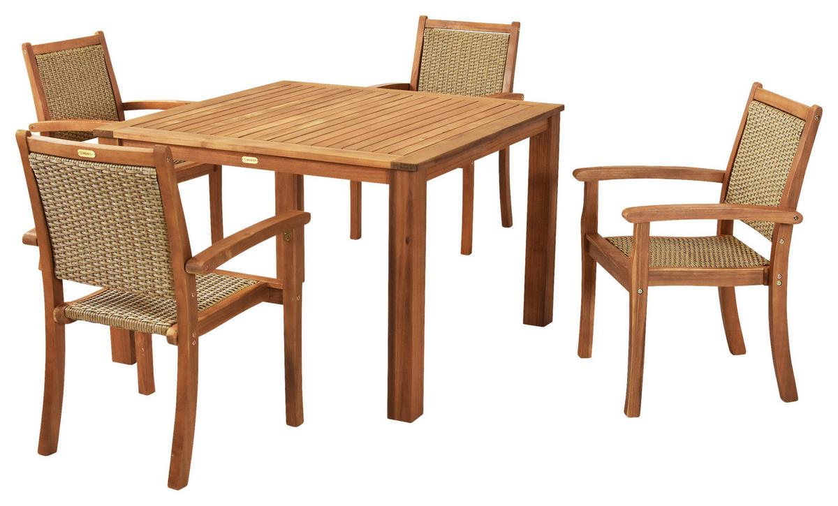 Gartenmöbel Set 5-Tlg Castilla aus Holz/Kunststoff - Naturfarben, MODERN, Holz/Kunststoff - Gardenson