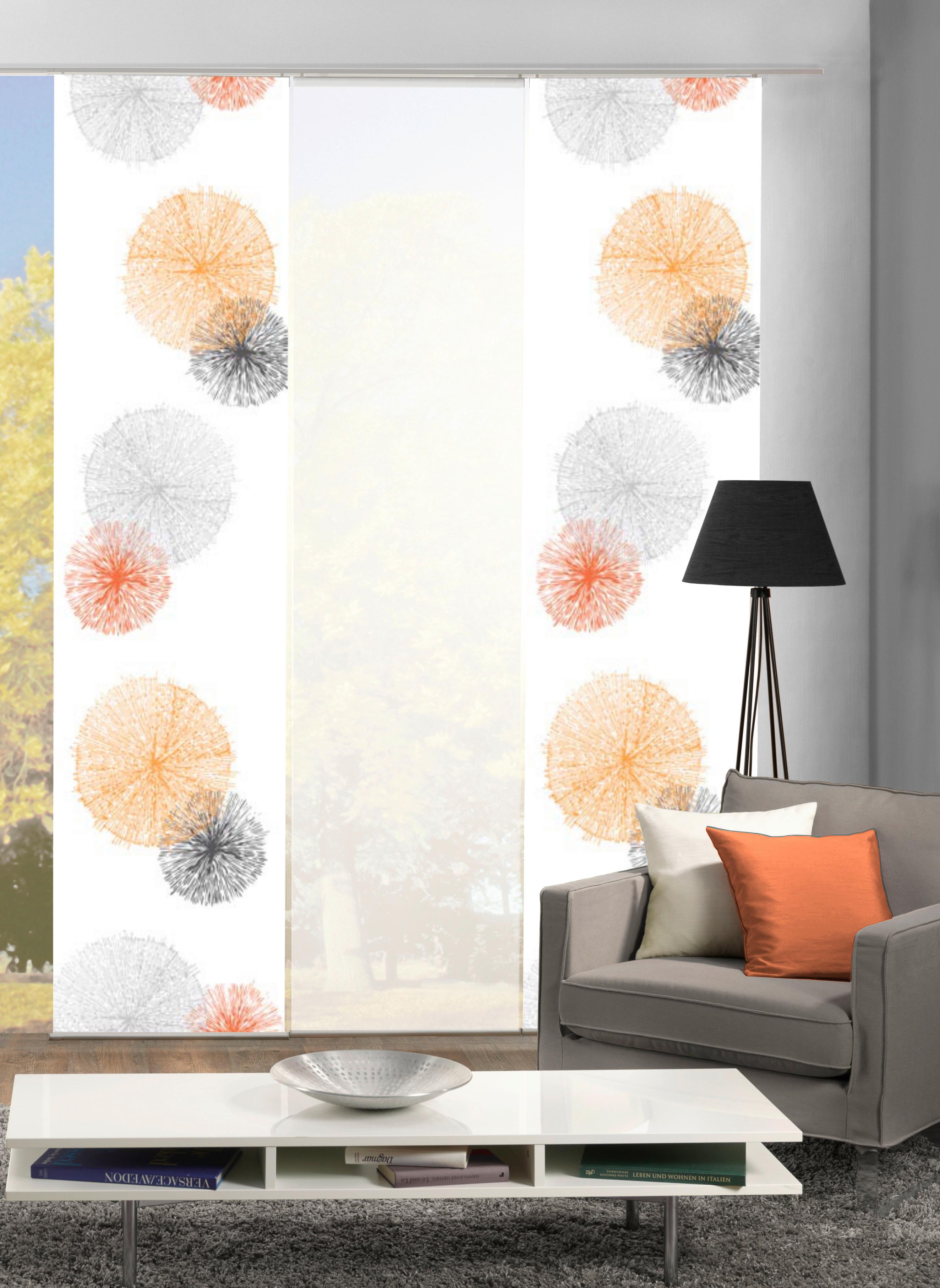 Flächenvorhang 3--Teilig. Rawlins B: 60 cm, Orange/Grau