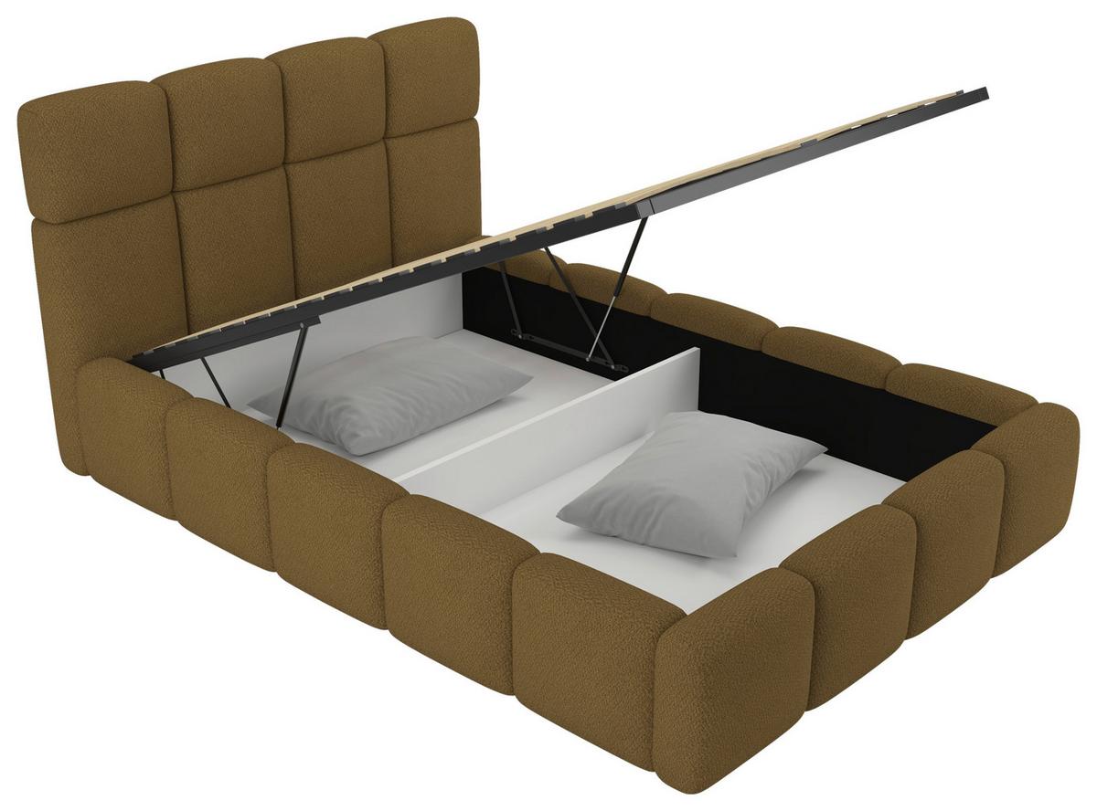 Polsterbett Cloudy M. Matratze Braun, Lf: 140x200 Cm - Braun/Grau, Trend, Holz/Holzwerkstoff (140/200cm) - Luca Bessoni