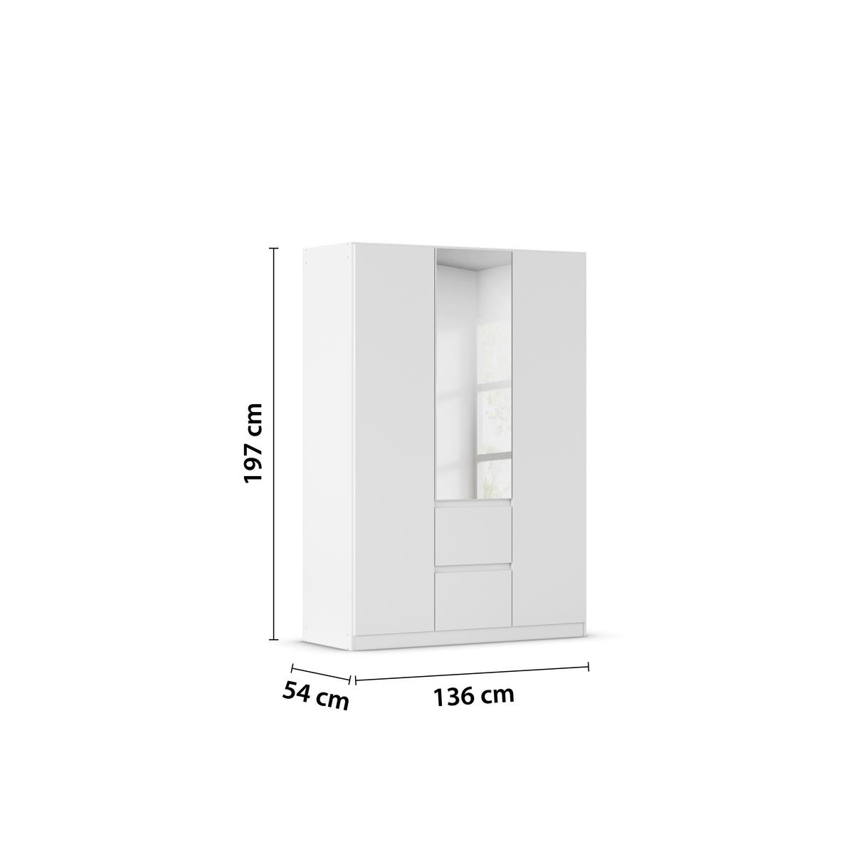 Nidda B: 136 Cm Weiß Nidda - Silberfarben/Weiß, Basics, Holzwerkstoff (136/197/54cm) - Rauch Möbel