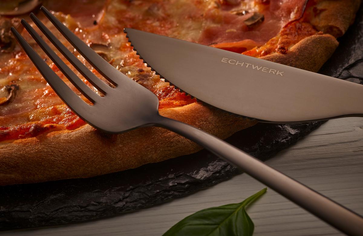 Pizzabesteckset 8-Teilig für 4 Personen - Schwarz, Basics, Metall (23cm) - Echtwerk