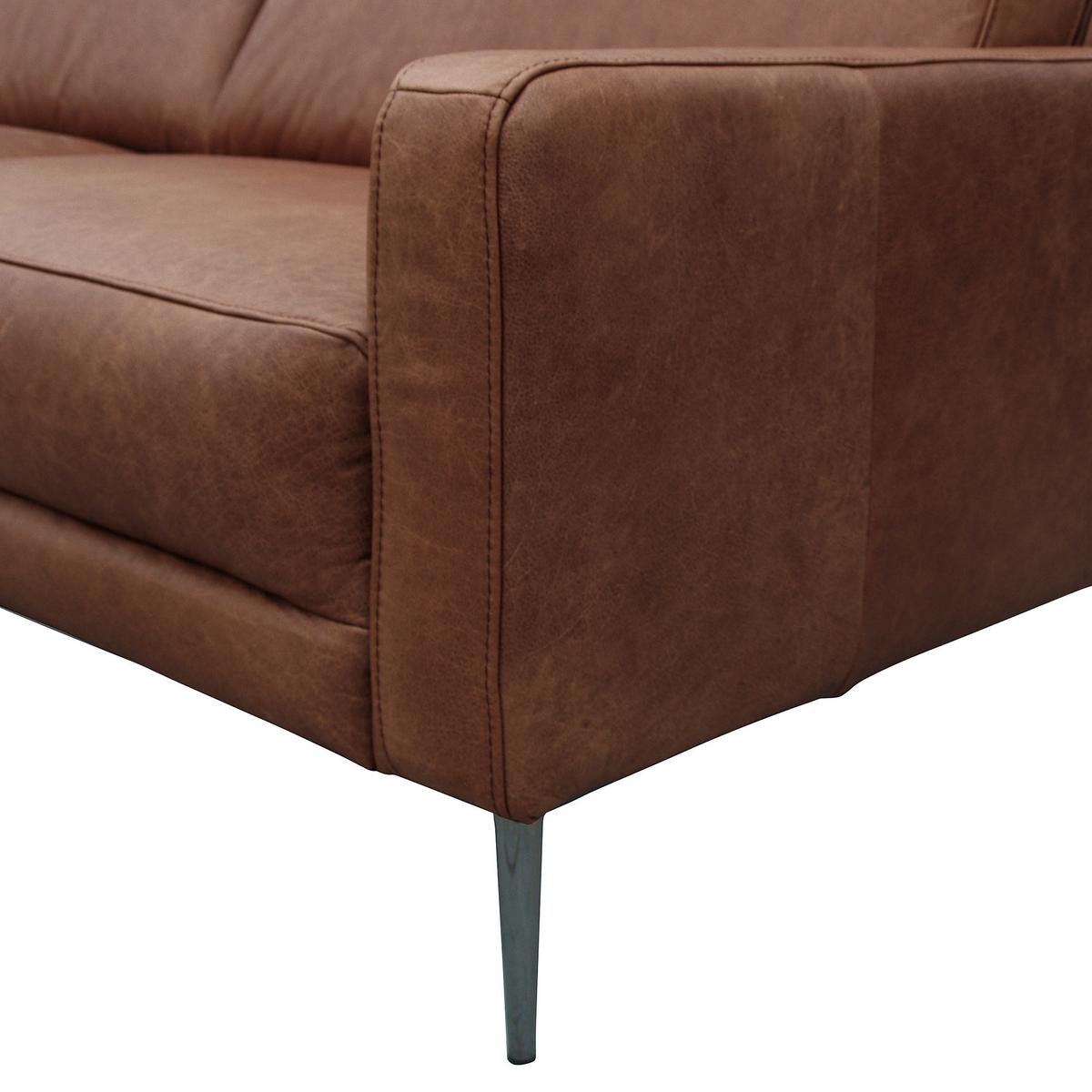 3-Sitzer-Sofa Spring, Dunkelbraun B: 187 cm - Dunkelbraun/Schwarzchrom, Design, Leder (187/85/92cm) - Livetastic