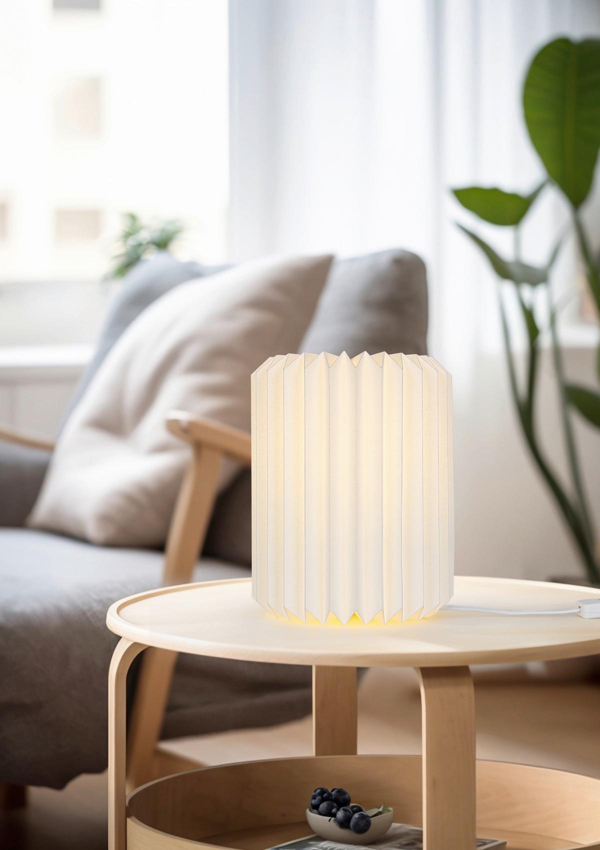 STOLNÁ LAMPA OLGA - biela, Modern, plast/papier (20/20/25cm) - Mömax