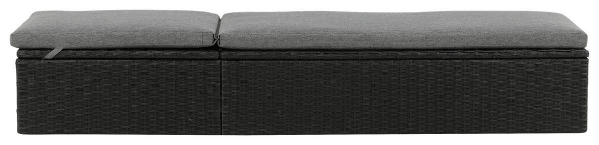 Sonnenliege Quad Kunststoff, Rückenlehne - Schwarz/Grau, KONVENTIONELL, Kunststoff/Textil (60.5/37.5/198cm) - Gardenson