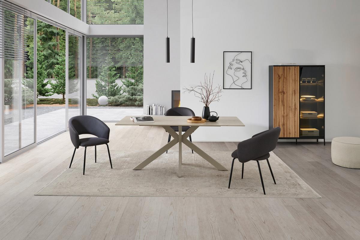 Esstisch Logan Keramik Beige, B: 180 Cm - Beige, KONVENTIONELL, Keramik/Metall (180/90/76cm) - MID.YOU