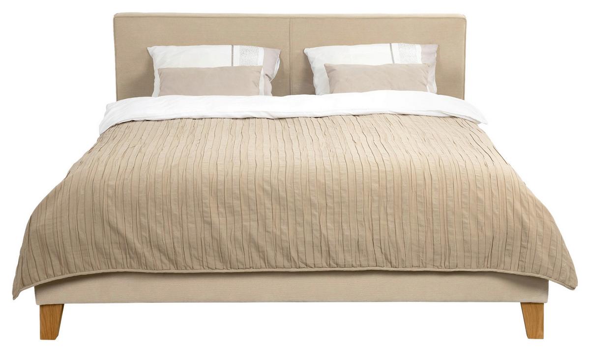 Polsterbett Fiora mit Bettkasten 140x200 - Eichefarben/Creme, MODERN, Holz/Textil (140/200cm) - MID.YOU